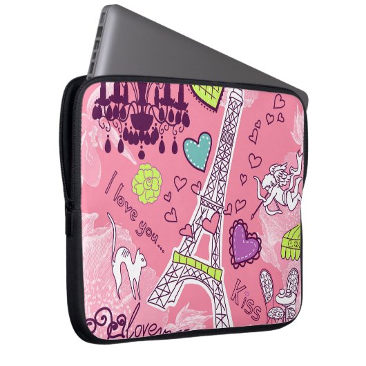 Rosa Eiffel-Turm-Liebe-Paris Frankreich Laptopschutzhülle (Vorne Rechts)