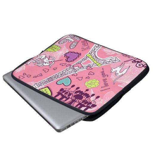 Rosa Eiffel-Turm-Liebe-Paris Frankreich Laptopschutzhülle (Vorne Knopf)