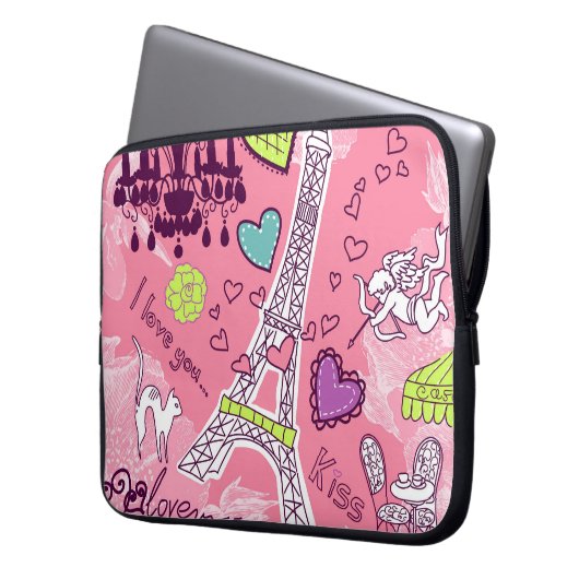 Rosa Eiffel-Turm-Liebe-Paris Frankreich Laptopschutzhülle (Vorderseite Links)