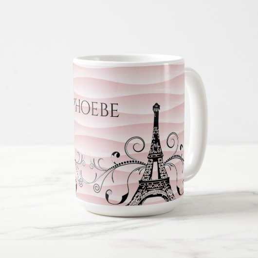 Rosa Eiffelturm Blüh Kaffee Tasse (VorderseiteRechts)
