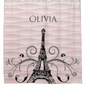 Rosa Eiffelturm Blühend Duschvorhang (Vorderseite)