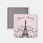 Rosa Eiffelturm Blühte Magnet (Vorderseite/Rückseite)