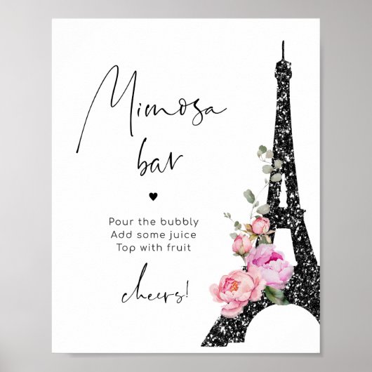 Rosa-Eiffelturm Bridal mimosa Bar Poster (Vorne)