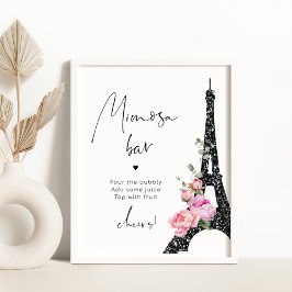 Rosa-Eiffelturm Bridal mimosa Bar Poster