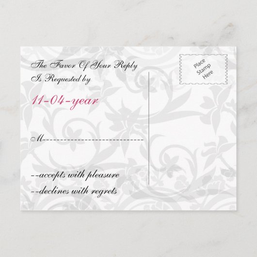 Rosa Eiffelturm Französisch Wedding Rsvp Einladungspostkarte (Rückseite)