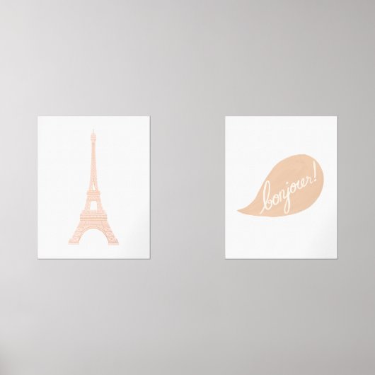 Rosa Eiffelturm französisches Girl-Kinderzimmer Bilderwand Sets (Vorderseite)