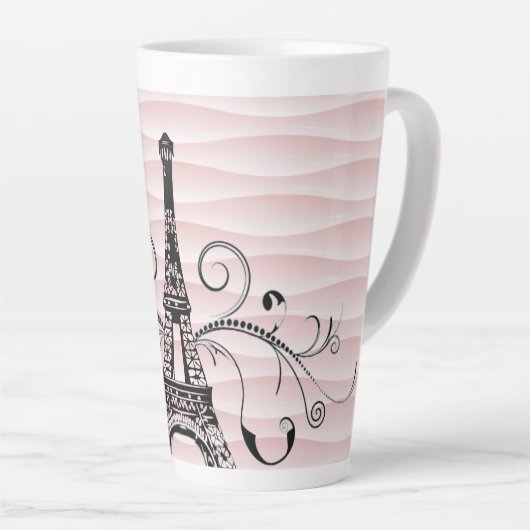 Rosa Eiffelturm Geblüht Latte-Tasse Milchtasse (Rechte Ecke)