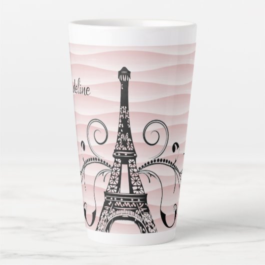 Rosa Eiffelturm Geblüht Latte-Tasse Milchtasse (Vorderseite)