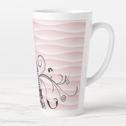Rosa Eiffelturm Geblüht Latte-Tasse Milchtasse (Rechts)