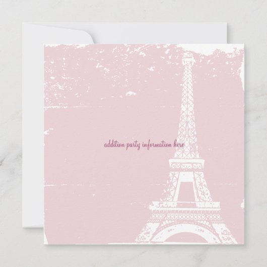 Rosa Eiffelturm Geburtstagsparty Einladungen (Rückseite)