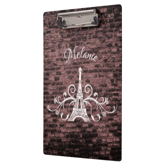 Rosa Eiffelturm Grunge Clipboard Klemmbrett (Links)