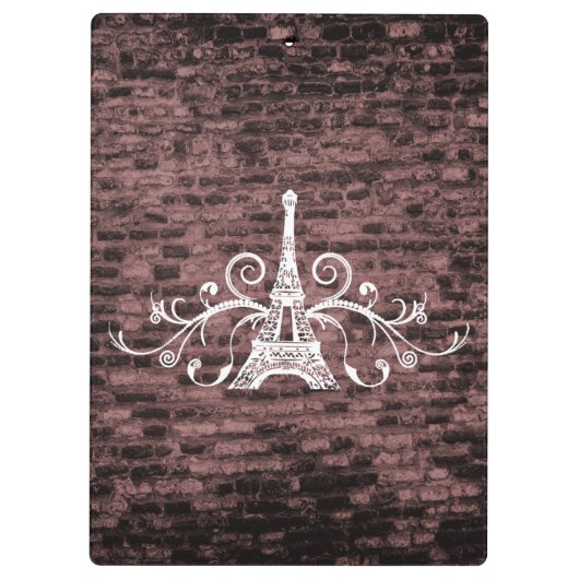 Rosa Eiffelturm Grunge Clipboard Klemmbrett (Rückseite)