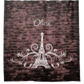 Rosa Eiffelturm Grunge Duschvorhang (Vorderseite)