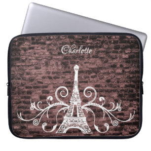 Rosa Eiffelturm Grunge Laptopschutzhülle