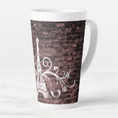 Rosa Eiffelturm Grunge Latte Tasse (Rechte Ecke)