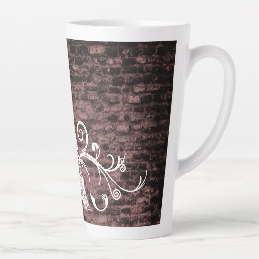 Rosa Eiffelturm Grunge Latte Tasse (Rechts)