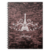 Rosa Eiffelturm Grunge Notebook Notizblock (Vorderseite)