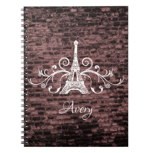Rosa Eiffelturm Grunge Notebook Notizblock (Vorderseite)