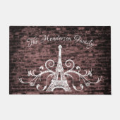 Rosa Eiffelturm Grunge Personalisierte Türmatte (Vorderseite)