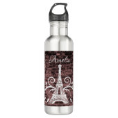 Rosa Eiffelturm Grunge Wasserflasche Edelstahlflasche (Vorderseite)