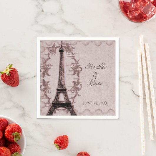 Rosa Eiffelturm Hochzeitspapier Napkins Serviette (Beispiel)
