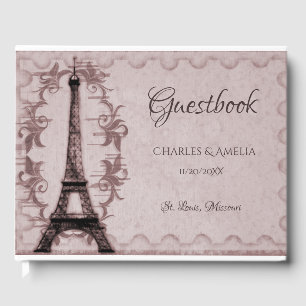 Rosa Eiffelturm Hochzeitstag Gästebuch