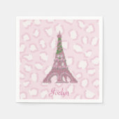 Rosa Eiffelturm in Pink Leopard Optik Serviette (Vorderseite)