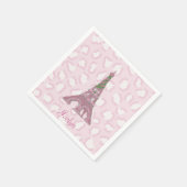Rosa Eiffelturm in Pink Leopard Optik Serviette (Ecke)