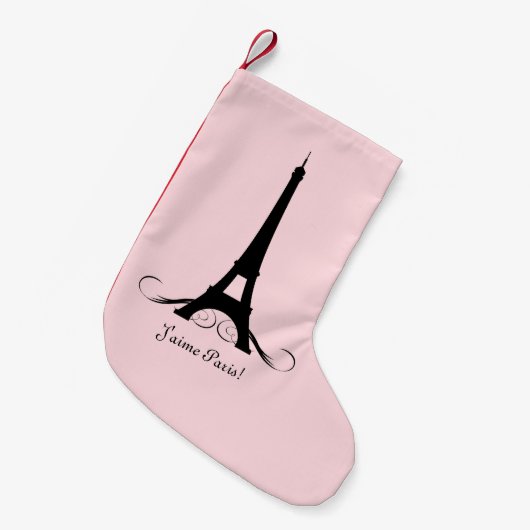 Rosa Eiffelturm J'aime Paris! Kleiner Weihnachtsstrumpf (Vorderansicht (hängend))