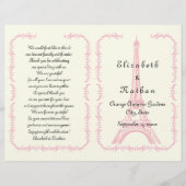 Rosa Eiffelturm Paris gefaltetes Hochzeitsprogramm (Vorderseite)