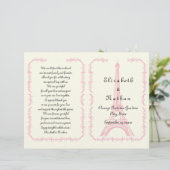 Rosa Eiffelturm Paris gefaltetes Hochzeitsprogramm (Stehend Vorderseite)