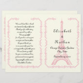 Rosa Eiffelturm Paris gefaltetes Hochzeitsprogramm (Vorne/Hinten)