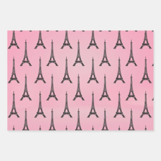 Rosa Eiffelturm Paris Geschenkpapier Set (Vorderseite)