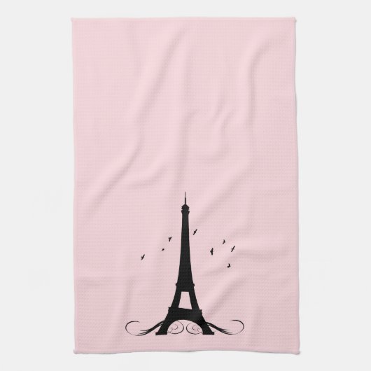 Rosa Eiffelturm Paris Küchentuch (Vertikal)