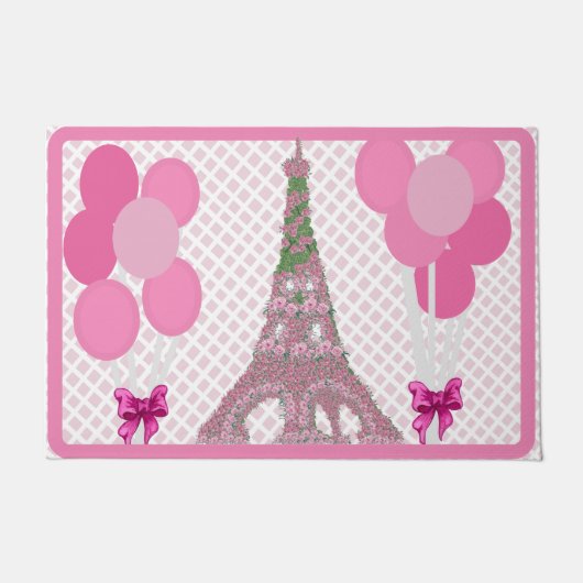 Rosa Eiffelturm Rose Rose Balloons Teppich Doormat Fußmatte (Vorderseite)