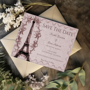 Rosa Eiffelturm Save The Date Ankündigung