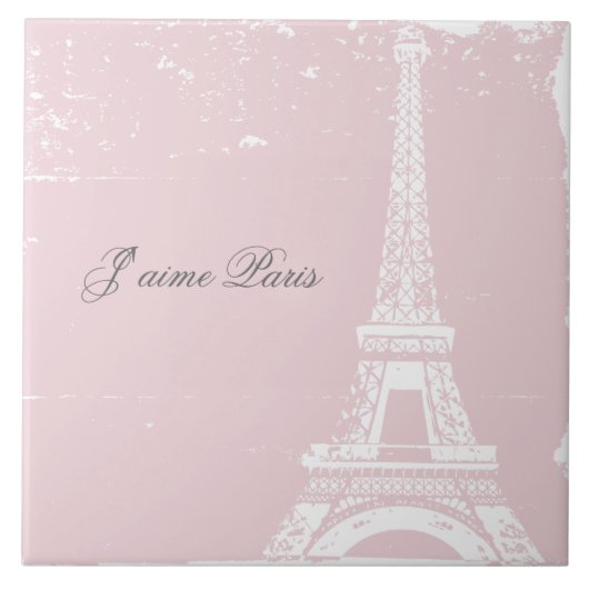 Rosa Eiffelturm Tile & Trivet Fliese (Vorderseite)