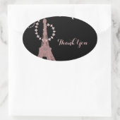 Rosa eiffelturm Vintage paris danke Ovaler Aufkleber (Tasche)