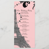 Rosa eiffelturm Vintage Paris Hochzeitsprogramme Programm (Rückseite)