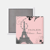 Rosa eiffelturm Vintage Paris Save the Date Magnet (Vorderseite/Rückseite)