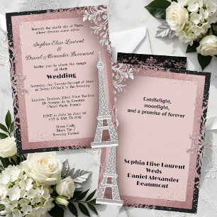 Rosa Eiffelturm Ziel Paris Hochzeit Einladung