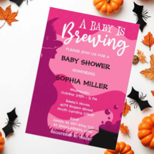 Rosa ein Baby braut Halloween-Hexendusche Einladung
