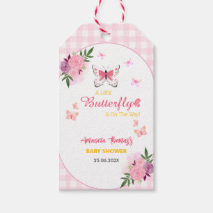 Rosa ein kleiner Schmetterling ist auf dem Weg Bab Geschenkanhänger