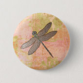 Rosa Eindrücke Dragonfly Button (Vorderseite)