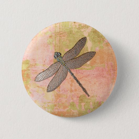 Rosa Eindrücke Dragonfly Button (Vorderseite)