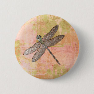 Rosa Eindrücke Dragonfly Button