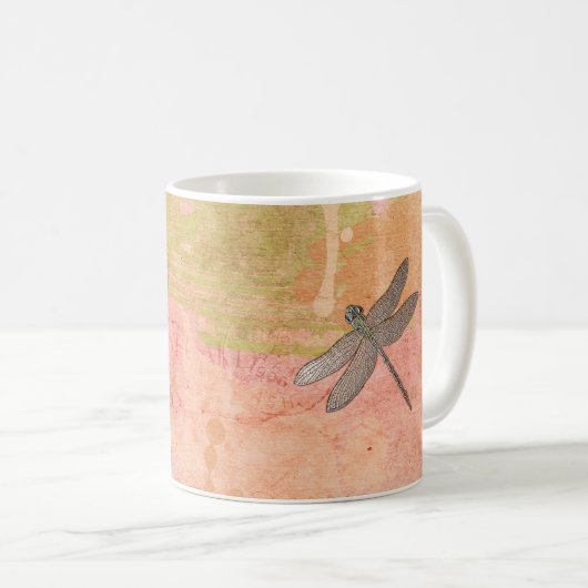 Rosa Eindrücke Dragonfly Kaffeetasse (VorderseiteRechts)