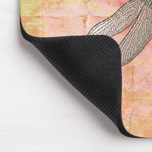 Rosa Eindrücke Dragonfly Mousepad (Ecke)