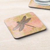 Rosa Eindrücke Dragonfly Untersetzer (Linke Seite)