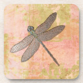 Rosa Eindrücke Dragonfly Untersetzer (Vorderseite)